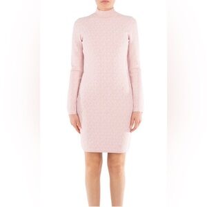 Michael Kors Light Pink Long Sleeve Turtleneck Knit Dress
